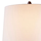 Benzara Table Lamp with Geometric Mosaic Base and Fabric Shade, Brown BM240298  Polyresin, Fabric BM240298
