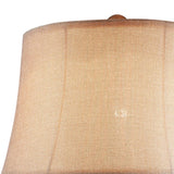 Benzara Table Lamp with Filigree Accent Base and Fabric Shade, Brown BM240299  Polyresin, Fabric BM240299