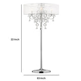 Benzara Floor Lamp with Metal Base and Hanging Crystals, Silver BM240300  Acrylic, Metal BM240300