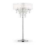 Benzara Floor Lamp with Metal Base and Hanging Crystals, Silver BM240300  Acrylic, Metal BM240300