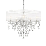 Ceiling Lamp with Hanging Crystals and Round Canopy, Silver