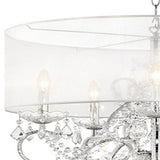 Benzara Ceiling Lamp with Hanging Crystals and Round Canopy, Silver BM240301  Acrylic, Metal BM240301
