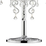 Benzara Table Lamp with Metal Base and Hanging Crystals, Silver BM240302  Acrylic, Metal BM240302