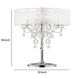 Benzara Table Lamp with Metal Base and Hanging Crystals, Silver BM240302  Acrylic, Metal BM240302