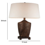 Benzara Table Lamp with Polyresin Urn Shape Base, Bronze BM240304  Polyresin, Fabric BM240304