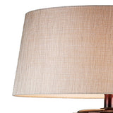 Benzara Table Lamp with Colorblock Pedestal Base, Brown BM240305  Polyresin, Fabric BM240305