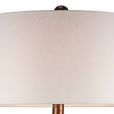 Benzara Table Lamp with Curved Paneled Polyresin Base, Bronze BM240306  Polyresin, Fabric BM240306