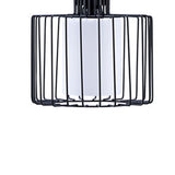 Benzara Pendant Ceiling with Wire Cage Frame and Frosted Glass, Black BM240316  Metal, Glass BM240316