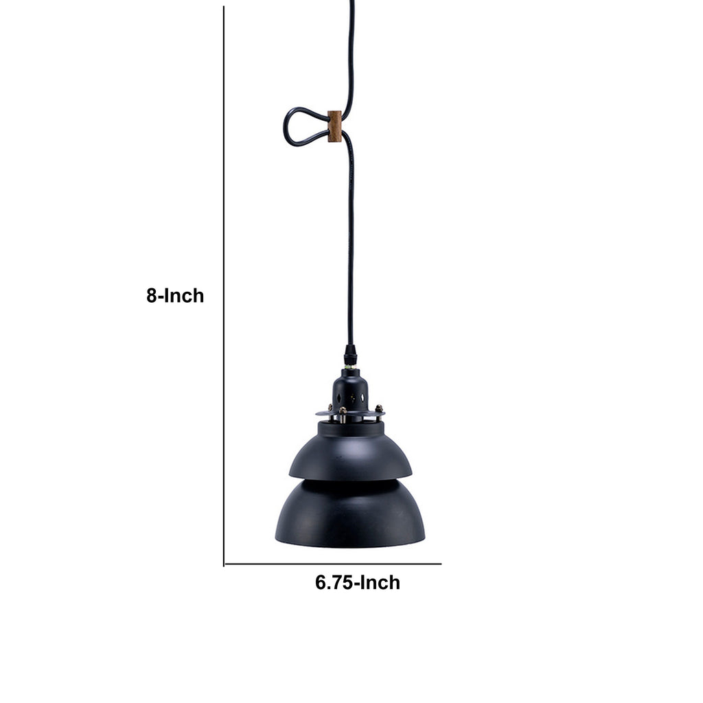 Benzara Pendant Ceiling with Double Metal Shade, Black BM240319  Metal BM240319