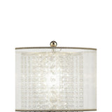 Benzara Table Lamp with Hanging Crystal Accents, White and Gold BM240412  Metal and Fabric BM240412