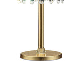 Benzara Table Lamp with Hanging Crystal Accents, White and Gold BM240412  Metal and Fabric BM240412