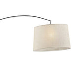 Benzara Floor Lamp with Arched Metal Body, Silver and Beige BM240413  Metal and Fabric BM240413