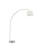 Floor Lamp with Arched Metal Body, Silver and White