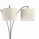 Benzara Floor Lamp with 3 Arched Arms and Fabric Shades, Bronze BM240429  Metal BM240429