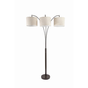 Benzara Floor Lamp with 3 Arched Arms and Fabric Shades, Bronze BM240429  Metal BM240429