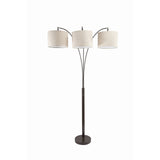 Floor Lamp with 3 Arched Arms and Fabric Shades, Bronze