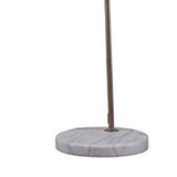 Benzara Floor Lamp with Curved Metal Frame and Drum Shade, Antique Gold BM240433  Fabric, Marble and Metal BM240433