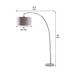 Benzara Floor Lamp with Curved Metal Frame and Drum Shade, Antique Gold BM240433  Fabric, Marble and Metal BM240433