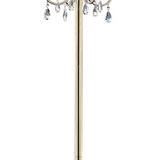 Benzara Floor Lamp with Crystal Accent and Baroque Printed Shade, Gold BM240436  Fabric, Crystal and Metal BM240436