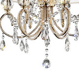 Benzara Ceiling Lamp with Crystal Accent and Baroque Style Shade, Gold BM240438  Fabric, Crystal and Metal BM240438