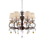 Ceiling Lamp with Scrolled Frame and 6 Bell Shade, Bronze