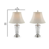 Benzara Table Lamp with Semi Fluted Glass Base, Set of 2, Off White BM240443  Glass, Metal and Fabric BM240443