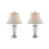 Table Lamp with Semi Fluted Glass Base, Set of 2, Off White