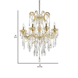 Benzara 8 Light Metal Chandelier with Crystal Accents, Gold BM240447  Crystal and Metal BM240447