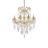 Benzara 8 Light Metal Chandelier with Crystal Accents, Gold BM240447  Crystal and Metal BM240447