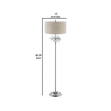 Benzara Floor Lamp with Starburst Crystal Accent, Gray and Silver BM240452  Metal, Crystal and Fabric BM240452