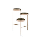 Benzara Plant Stand with 3 Tier Design and Folding Metal Frame, Gold BM252695 Gold Metal BM252695