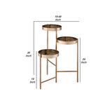 Benzara Plant Stand with 3 Tier Design and Folding Metal Frame, Gold BM252695 Gold Metal BM252695