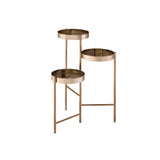 Benzara Plant Stand with 3 Tier Design and Folding Metal Frame, Gold BM252695 Gold Metal BM252695