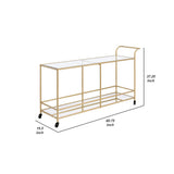 Benzara Serving Cart with 2 Tier Design and Metal Frame, Gold BM252696 Gold Metal, Glass and Mirror BM252696