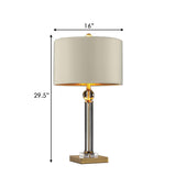 Benzara Table Lamp with Drum Shade and Crystal Ball Accent, Gold and Cream BM252766 Gold and Cream Metal and Crystal BM252766