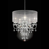 Ceiling Lamp with Scroll Metal Support and Drop Crystal Accents, Silver