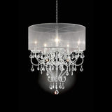 Benzara Ceiling Lamp with Scroll Metal Support and Drop Crystal Accents, Silver BM252769 Silver Metal and Crystal BM252769