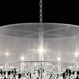 Benzara Ceiling Lamp with Scroll Metal Support and Drop Crystal Accents, Silver BM252769 Silver Metal and Crystal BM252769
