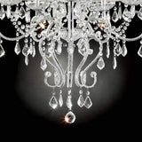 Benzara Ceiling Lamp with Scroll Metal Support and Drop Crystal Accents, Silver BM252769 Silver Metal and Crystal BM252769