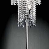 Benzara Table Lamp with Droplet Crystal Accents and Sleek Support, Silver BM252772 Silver Metal and Crystal BM252772