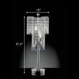 Benzara Table Lamp with Droplet Crystal Accents and Sleek Support, Silver BM252772 Silver Metal and Crystal BM252772