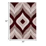 Benzara Rug with Soft Fabric and Multiple Drop Pattern, Red and Gray BM252781 Red and Gray Fabric BM252781