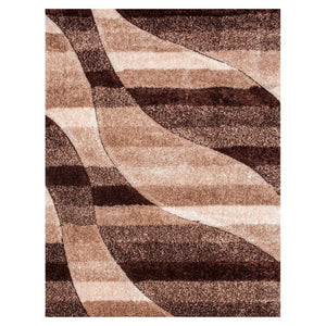 Benzara Rug with Soft Fabric and Wavy Pattern, Brown BM252782 Brown Fabric BM252782