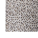 Benzara Rug with Soft Leatherette and Mosaic Pattern, Gray BM252788 Gray Fabric and Leather BM252788