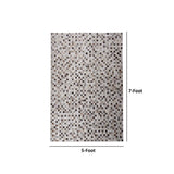Benzara Rug with Soft Leatherette and Mosaic Pattern, Gray BM252788 Gray Fabric and Leather BM252788