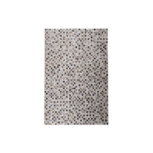 Benzara Rug with Soft Leatherette and Mosaic Pattern, Gray BM252788 Gray Fabric and Leather BM252788