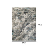Benzara Rug with Soft Fabric and Textured Cloud Pattern, Multicolor BM252794 Multicolor Fabric BM252794