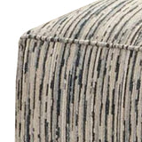 Benzara Ottoman with Woven Striped Pattern Fabric and Welt Trim, Gray BM252862 Gray Wood and Fabric BM252862