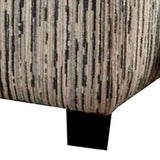 Benzara Ottoman with Woven Striped Pattern Fabric and Welt Trim, Gray BM252862 Gray Wood and Fabric BM252862