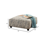 Benzara Ottoman with Woven Striped Pattern Fabric and Welt Trim, Gray BM252862 Gray Wood and Fabric BM252862